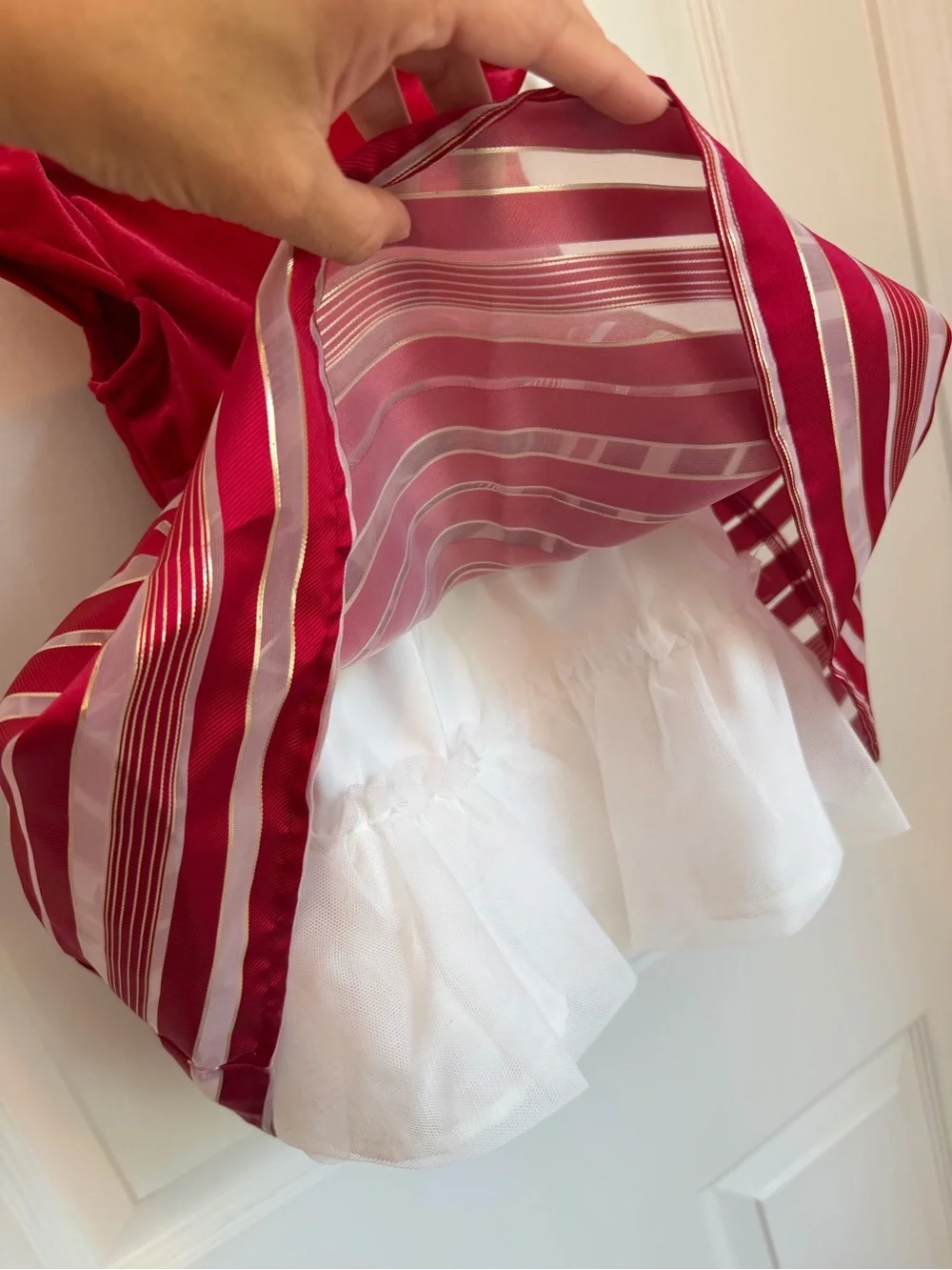 NWT The Children's Place Red Satin & Striped Organza Holiday Dress 12-18M